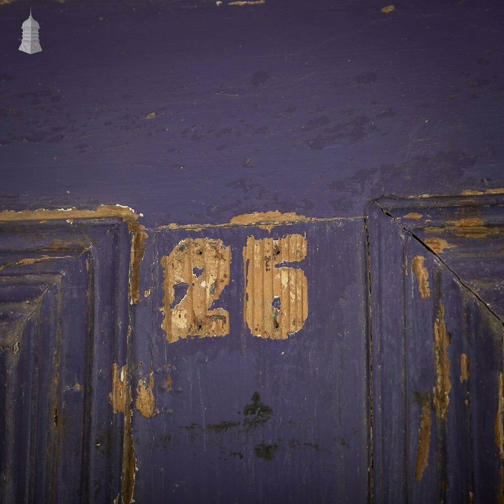 Pine Panelled Door, Moulded 4 Panel Purple Painted Front Door photo vinterior