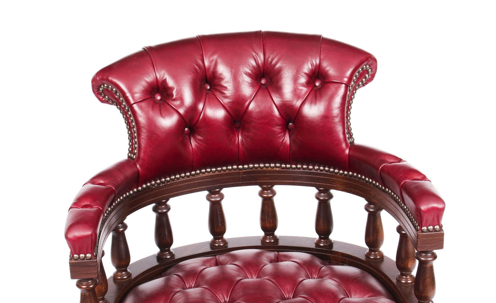 Bespoke English Hand Made Leather Captains Desk Chair Burgundy photo Furniture