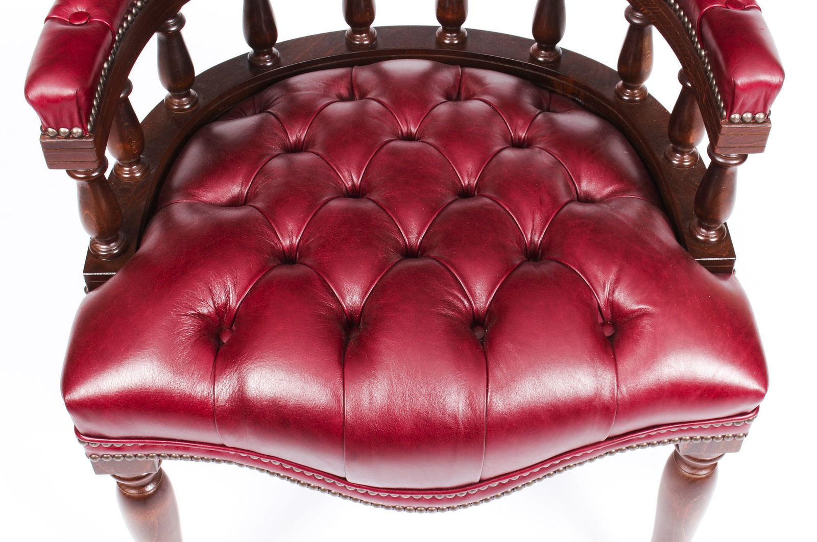 Bespoke English Hand Made Leather Captains Desk Chair Burgundy photo 1625.0