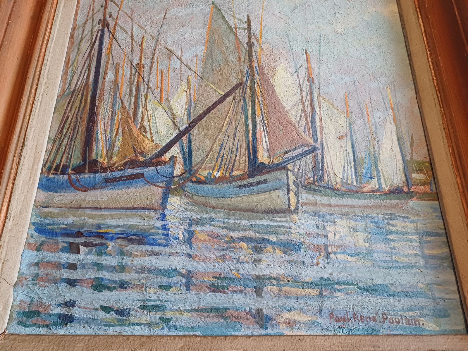 Oil On Canvas By Paul René Poulain "Quiberon" photo vintage