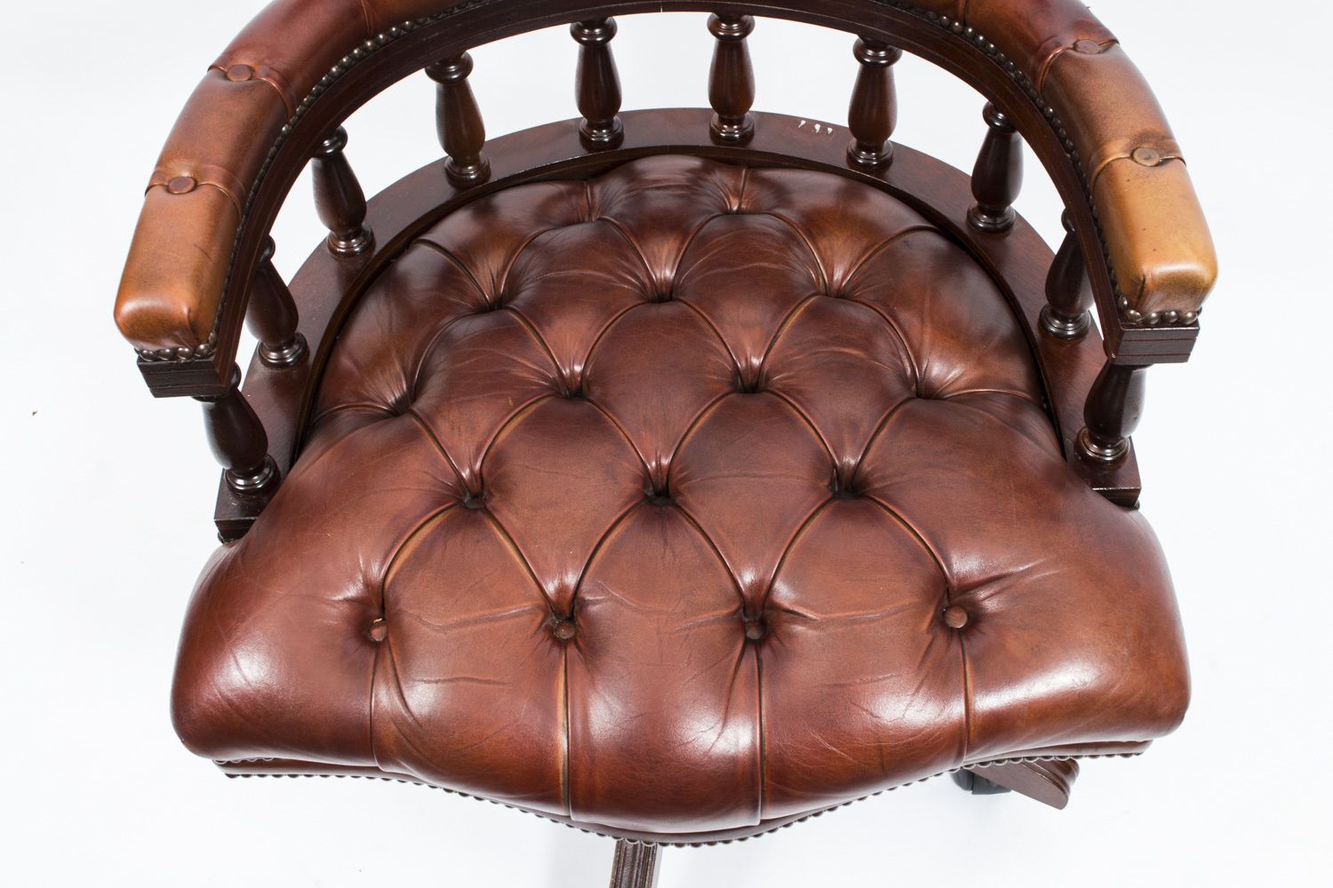 Bespoke English Hand Made Leather Captains Desk Chair Bruciato photo 1625.0