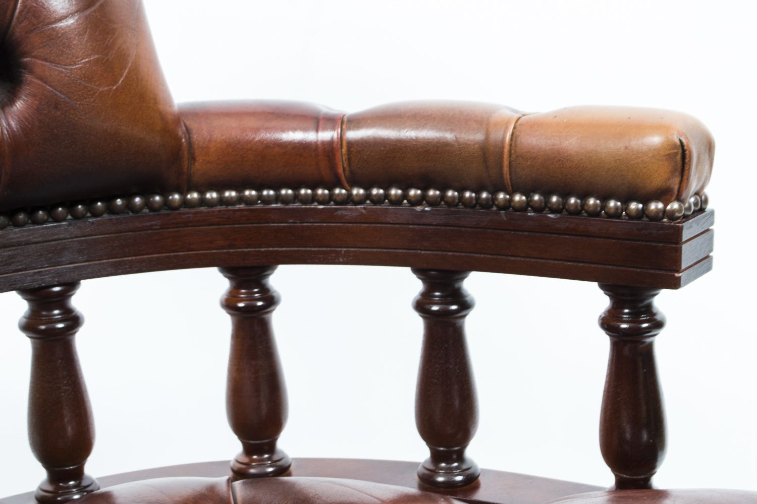 Bespoke English Hand Made Leather Captains Desk Chair Bruciato photo vintage