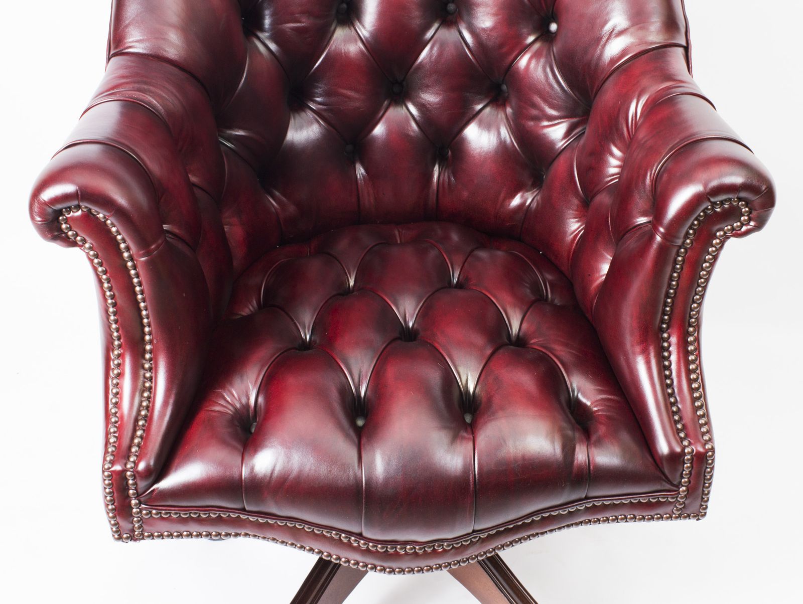 Bespoke English Hand Made Leather Directors Desk Chair Ox Blood photo Furniture