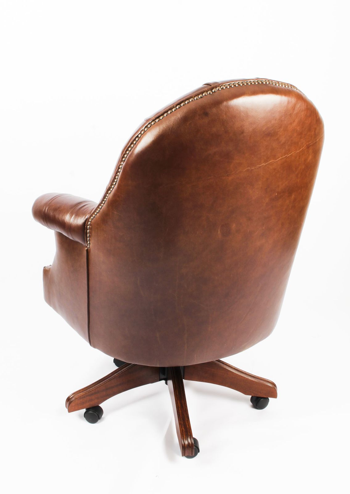 Bespoke English Hand Made Leather Directors Desk Chair Hazel photo vintage