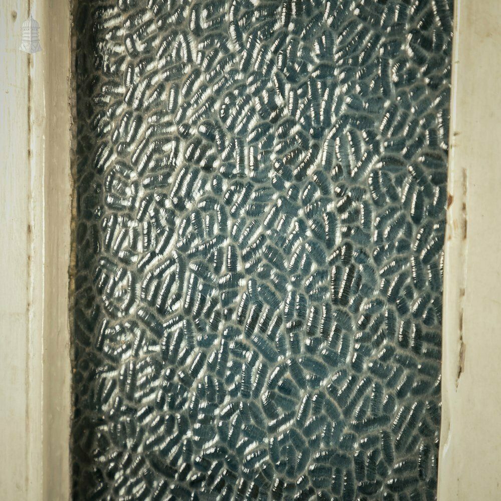 Half Glazed Door, White And Green Painted Pine Fitted With 'Arctic' Style Textured Glass photo vinterior
