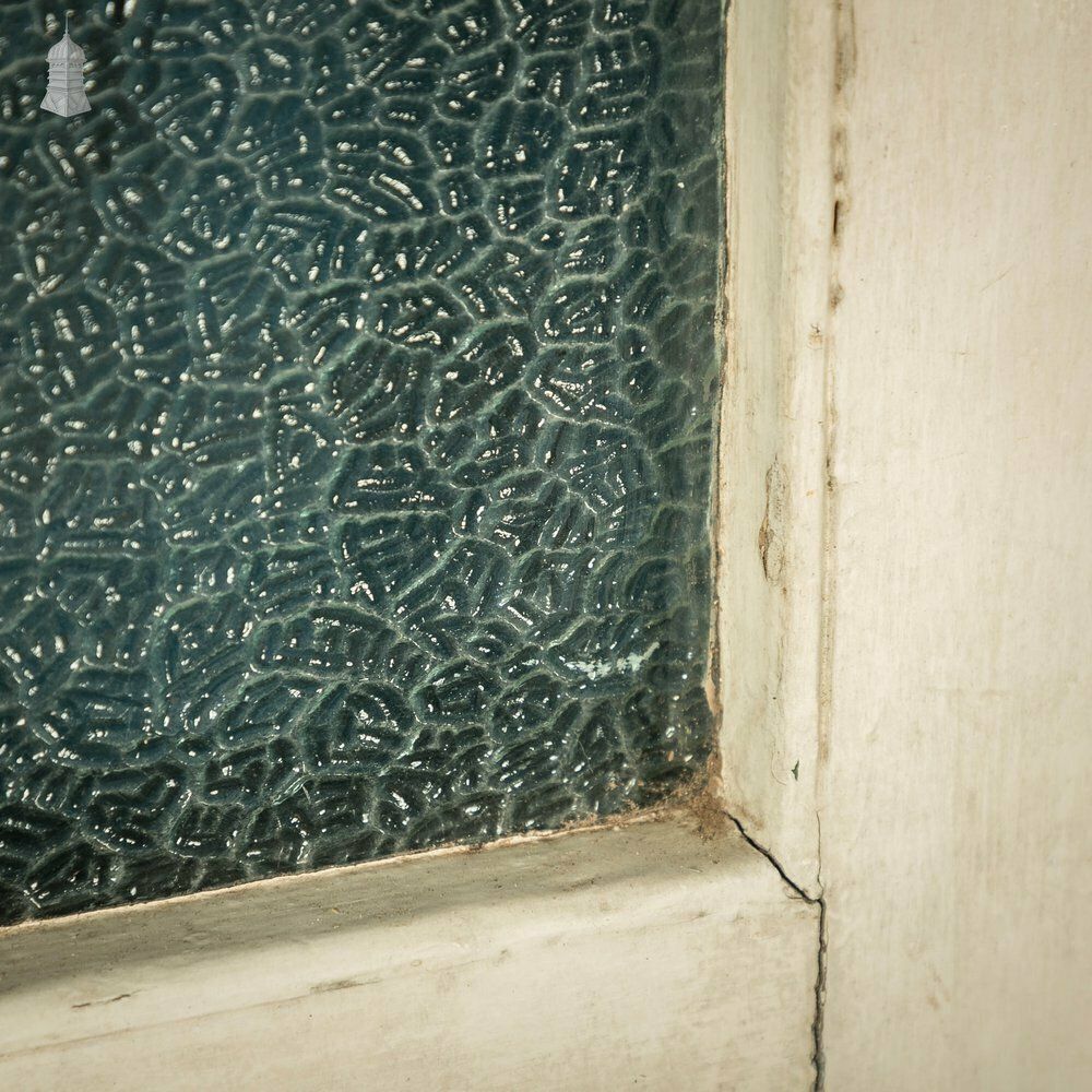 Half Glazed Door, White And Green Painted Pine Fitted With 'Arctic' Style Textured Glass photo buy