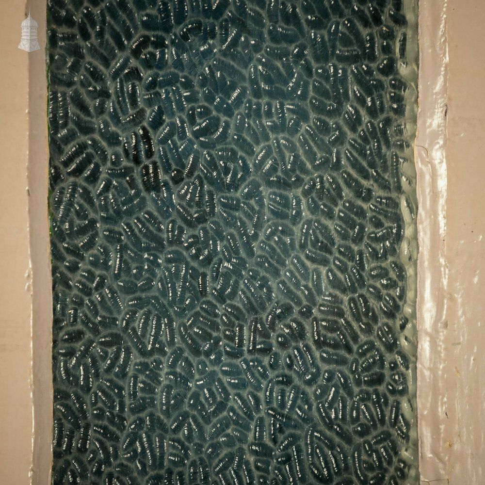 210.0 Half Glazed Door, White And Green Painted Pine Fitted With 'Arctic' Style Textured Glass photo