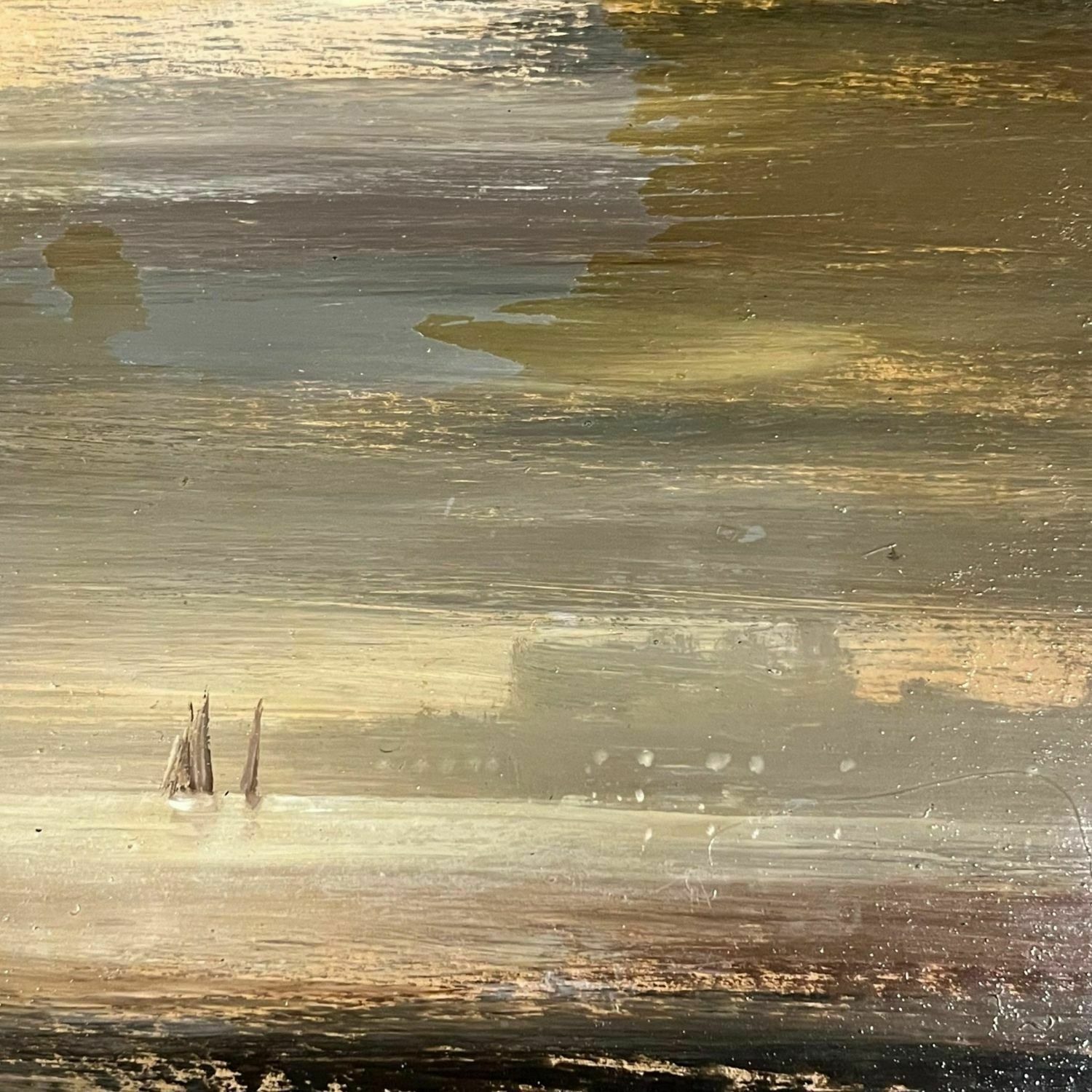 Vintage Edward Elliott Coastal Scene Oil On Board Painting photo furniture