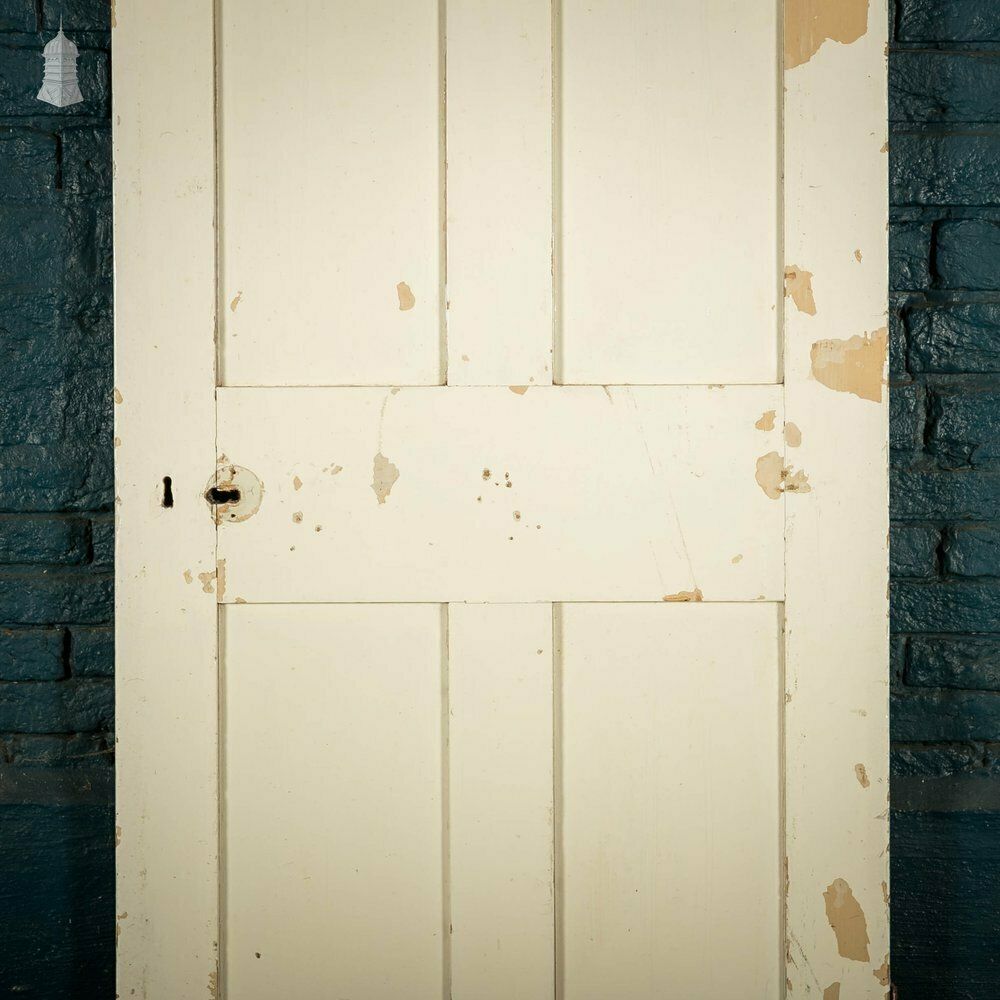 Pine Panelled Door, White Painted photo for sale