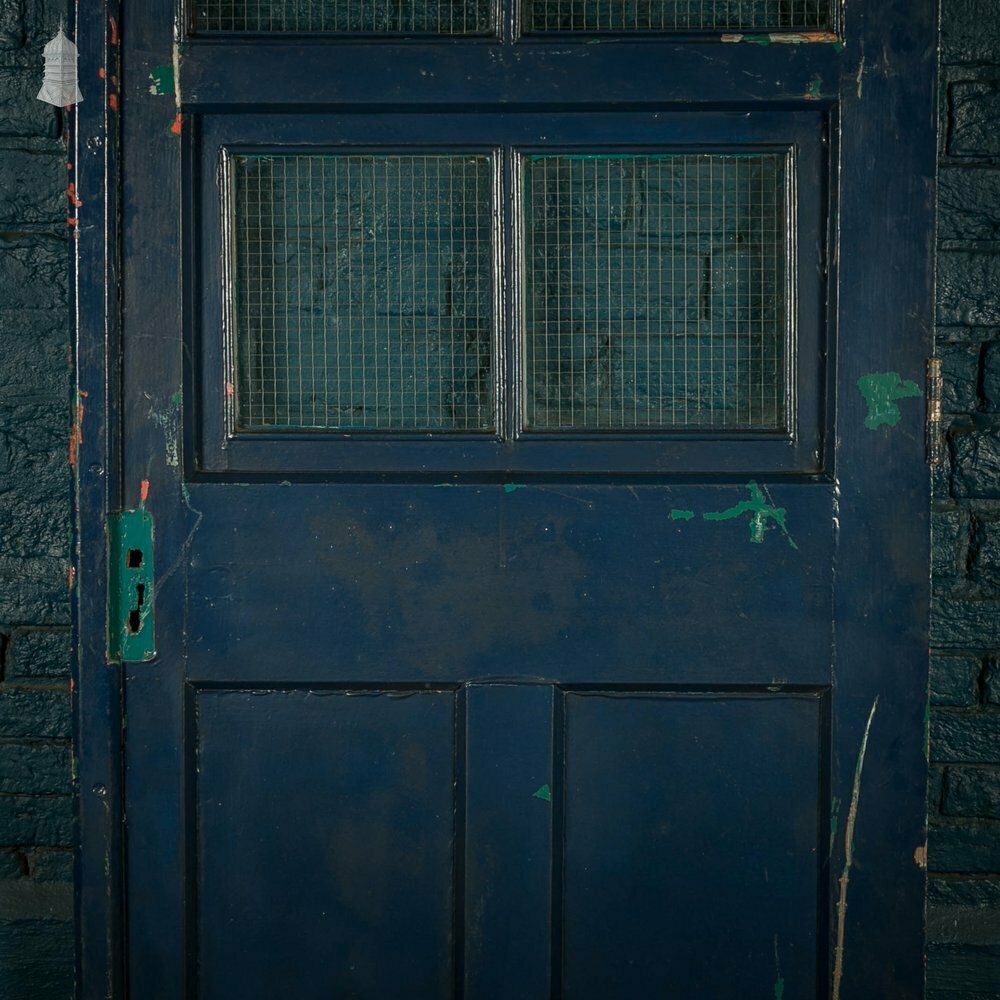 Home Fixtures Half Glazed Door, Painted Pitch Pine Fitted With Wired Safety Glass photo