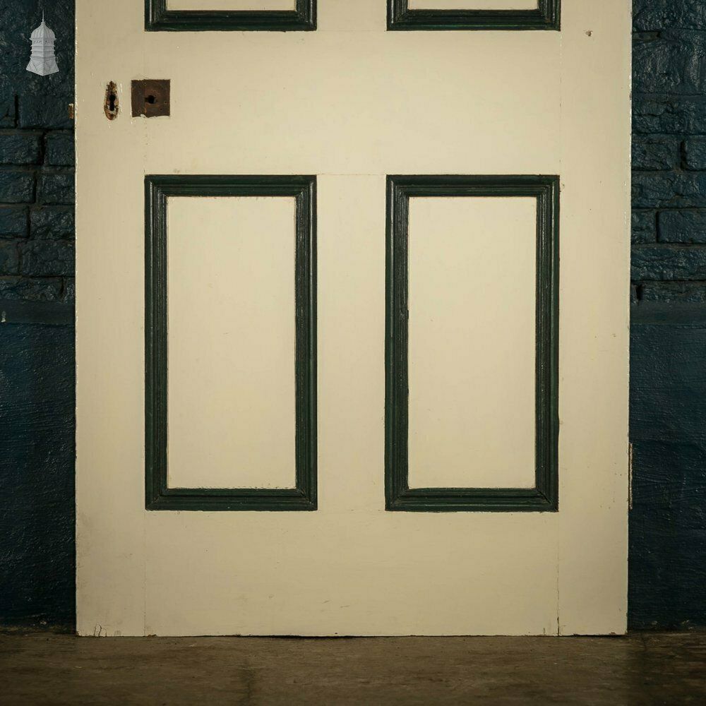 Pine Panelled Door, Moulded 6 Panel, White And Black Painted Finish photo Home Fixtures