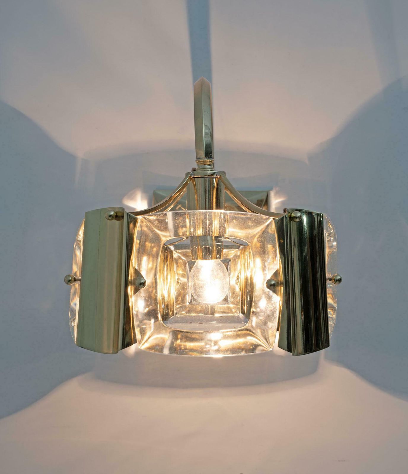 Oscar Torlasco Mid Century Modern Italian Glass And Brass Sconces By Stilkronen photo Lighting