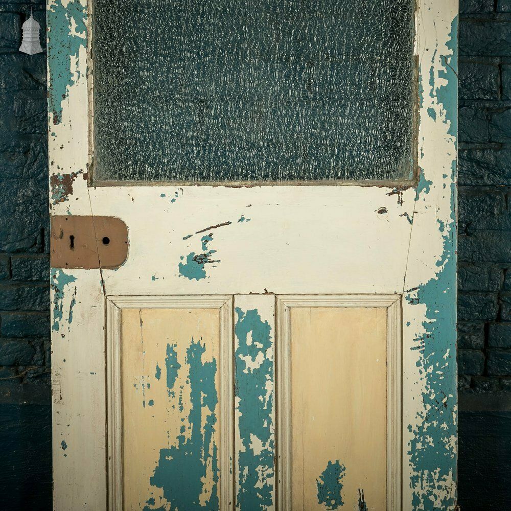 Home Fixtures Half Glazed Gunstock Door, Moulded 3 Panel Pine With ‘Arctic Style’ Textured Glass photo