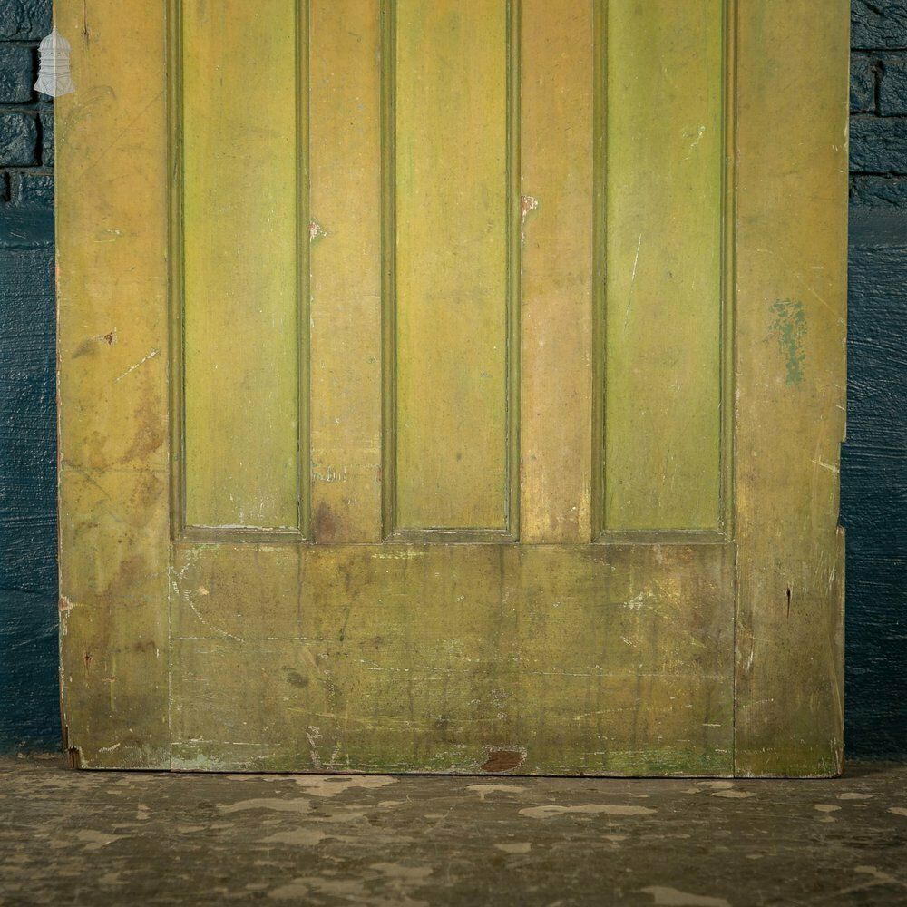 photo vinterior Pine Panelled Door, 1930s 4 Moulded Panels Green Stained Finish