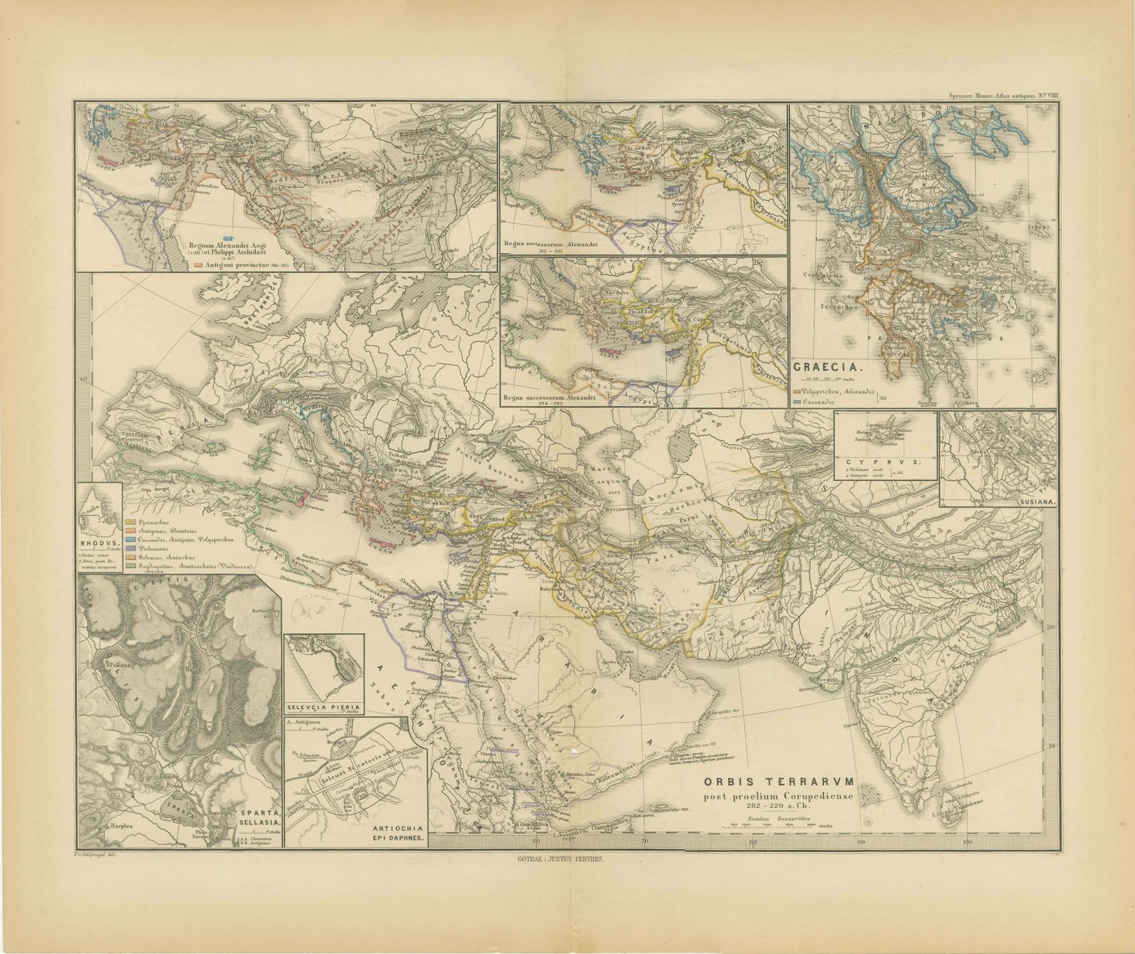 The World After The Battle Of Corupedium: Hellenistic Kingdoms Map, 1880