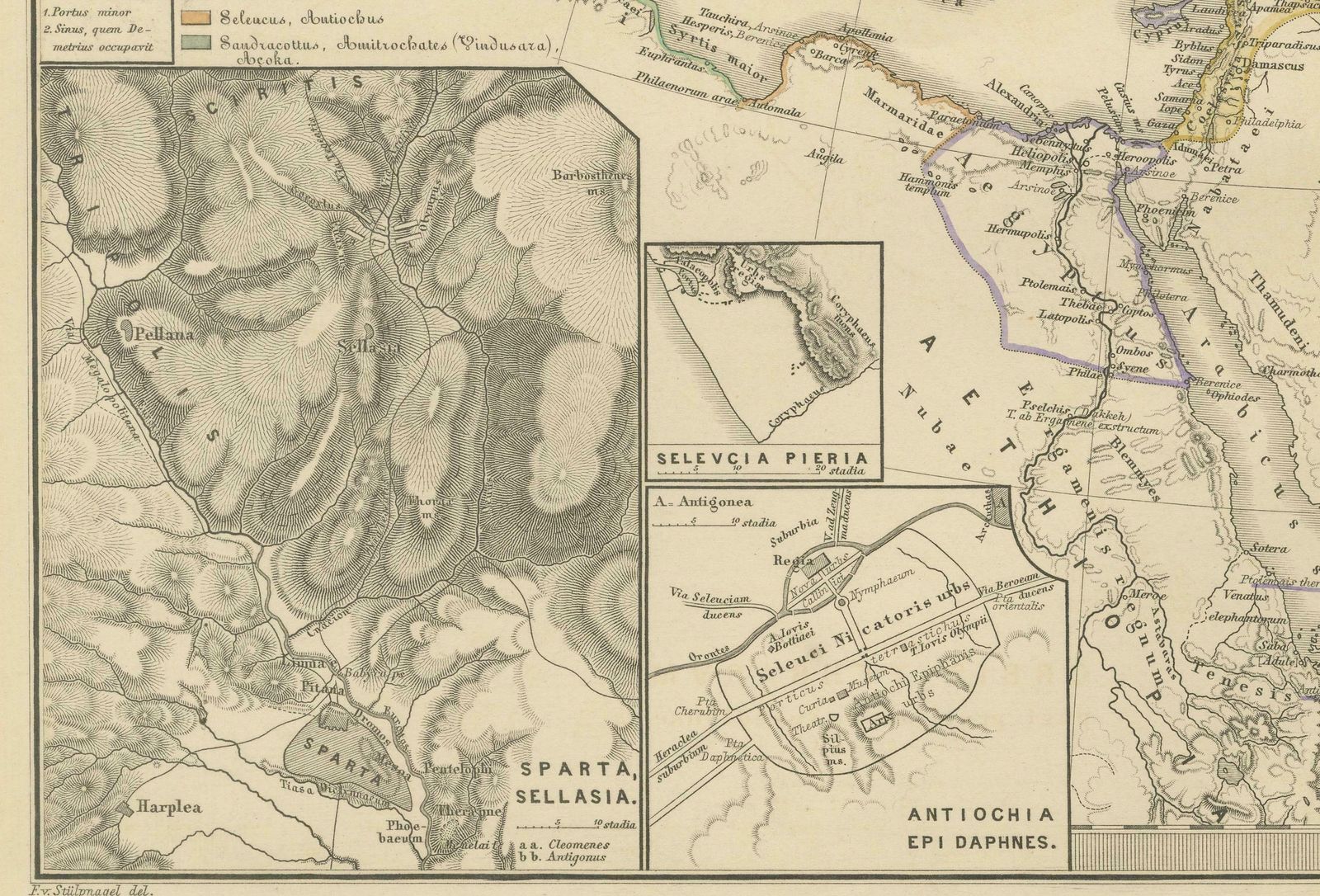 The World After The Battle Of Corupedium: Hellenistic Kingdoms Map, 1880 photo for sale