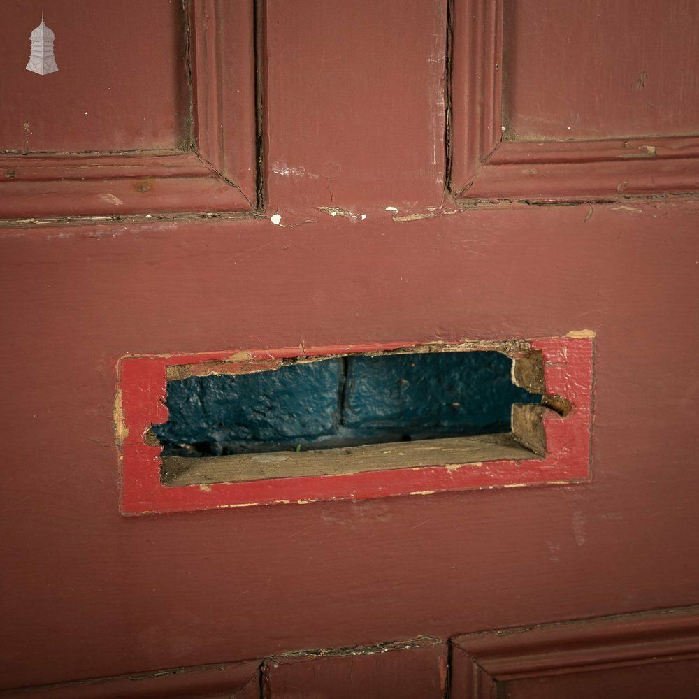 photo for sale Pine Panelled Door, Moulded 4 Panel Front Door, Red Painted Finish