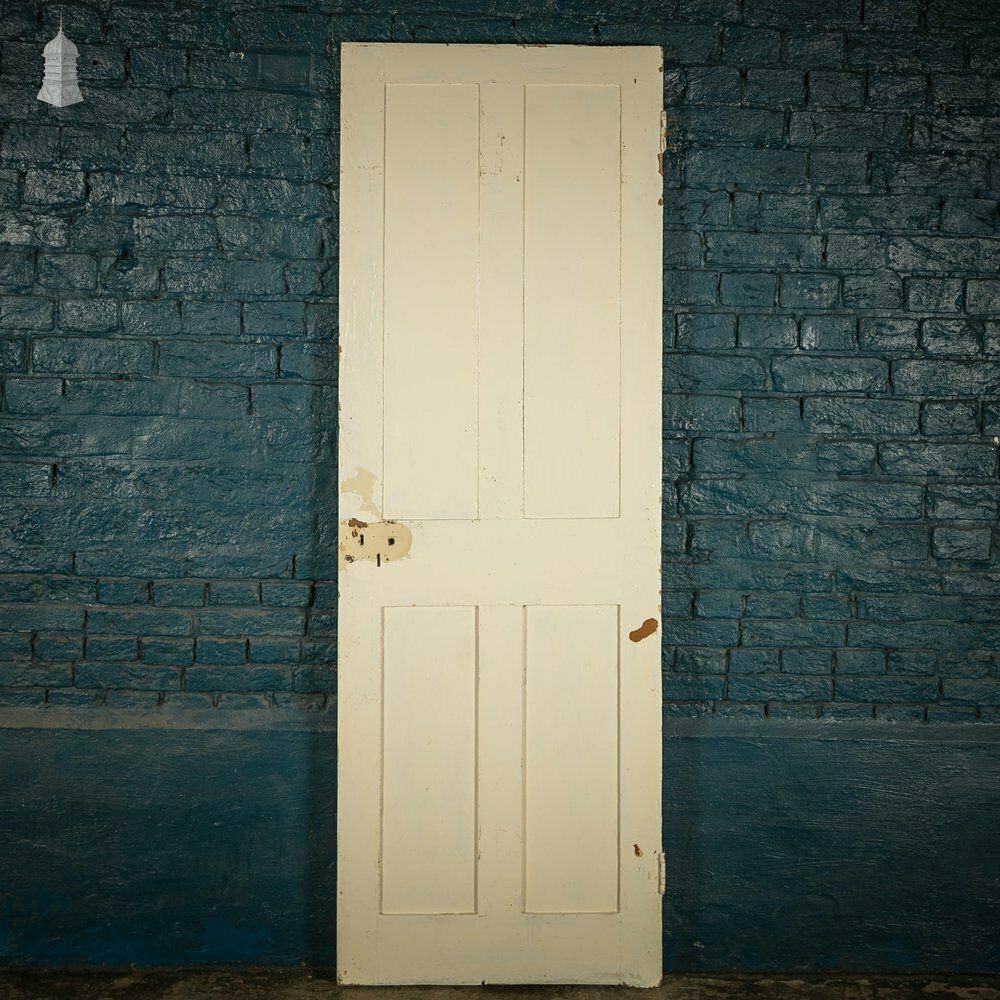 Pine Paneled Door, Victorian, White Painted 4 Panel photo Home Fixtures