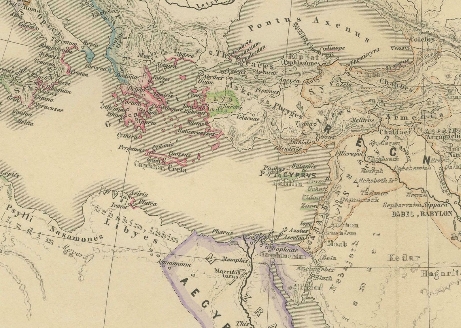The World In The Assyrian Empire's Era: A Historical Map, Published In 1880 photo buy
