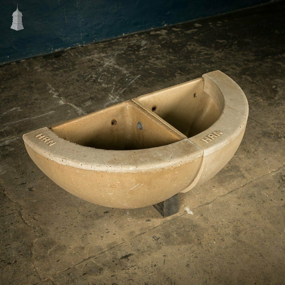 Concrete Corner Mangers, Pair Of Trough Feeders Reclaimed From St Johns Barracks, London. Joined Together To Create A Semi Circle Planter photo furniture