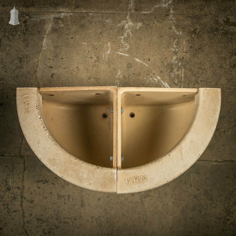 Concrete Corner Mangers, Pair Of Trough Feeders Reclaimed From St Johns Barracks, London. Joined Together To Create A Semi Circle Planter photo 240.0