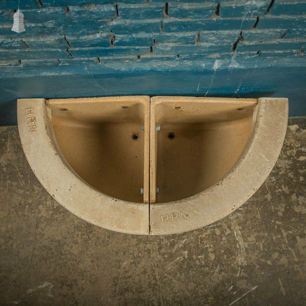 Concrete Corner Mangers, Pair Of Trough Feeders Reclaimed From St Johns Barracks, London. Joined Together To Create A Semi Circle Planter photo Garden Decor