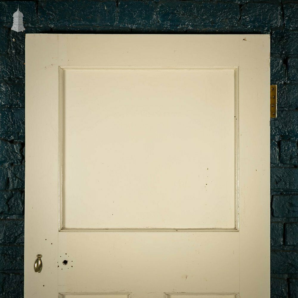 Pine Panelled Door, White Painted 3 Panel photo vintage