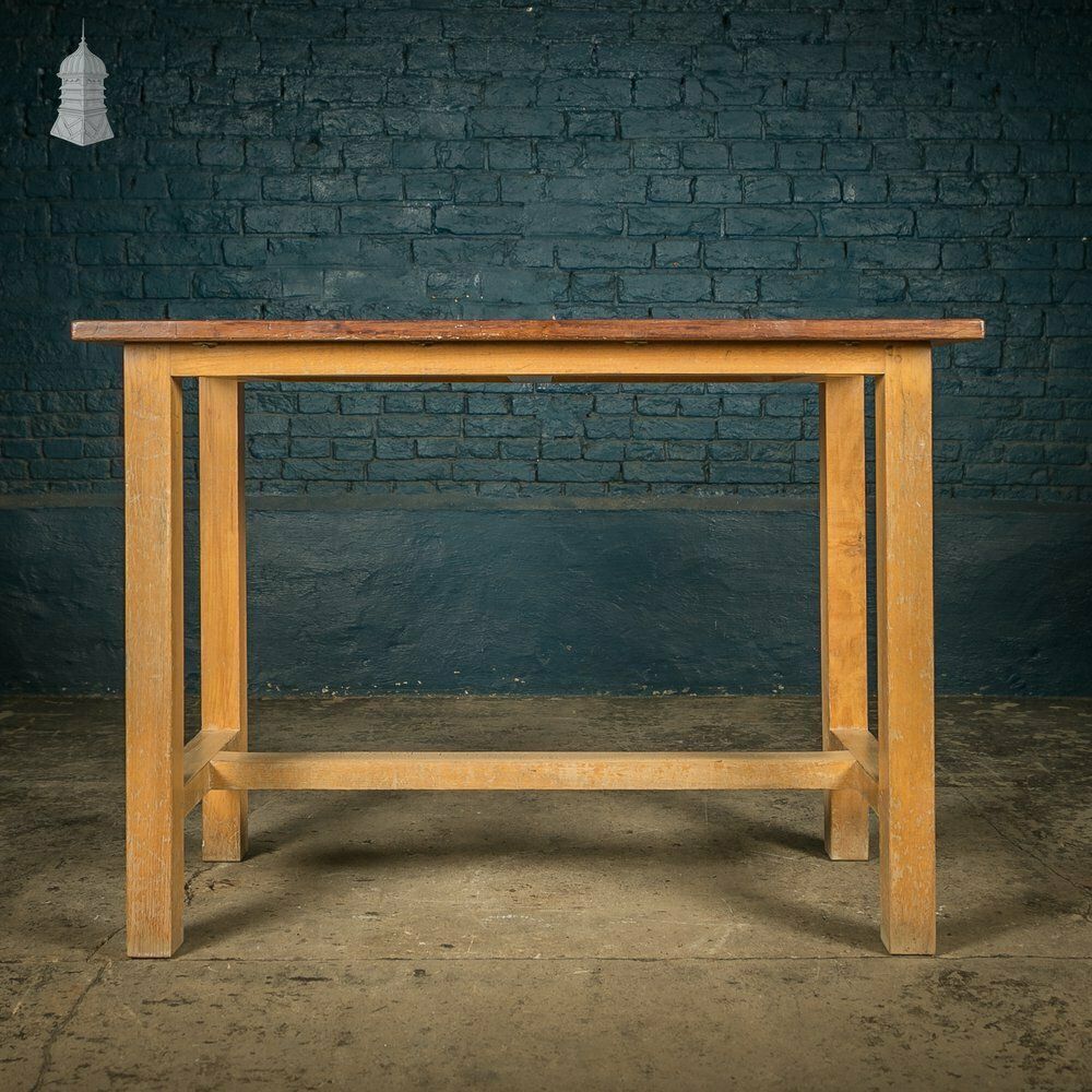 594.0 School Workbench Table, Mid Century Beech And Iroko Science Laboratory photo