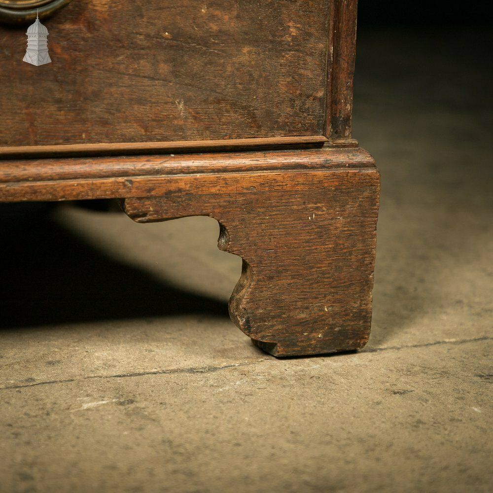 Furniture Chest Of Drawers, George III, Oak 2 Over 3 Drawer With Brass Sphinx Pull Handles photo