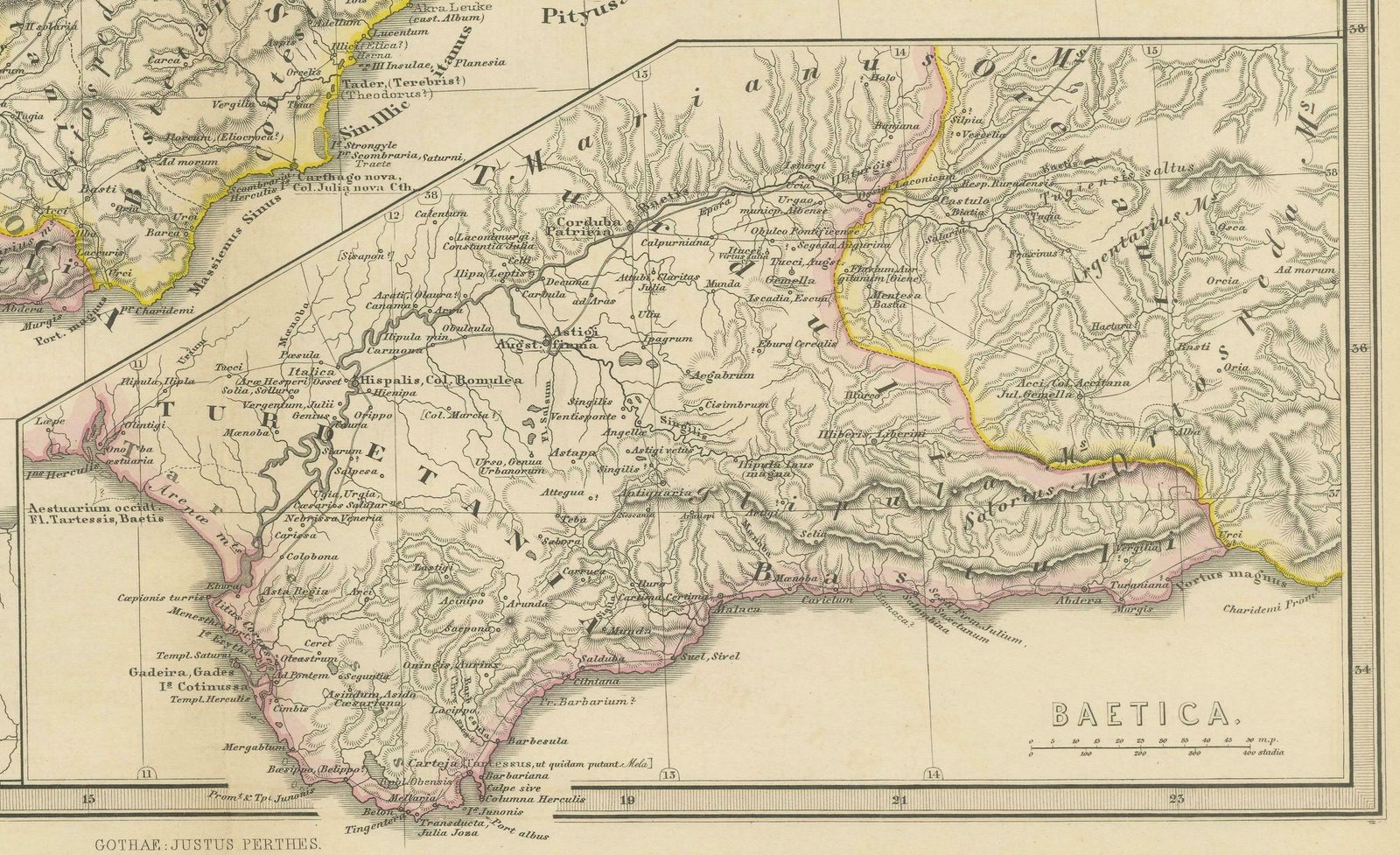 Ancient Iberia: Hispania Map From Spruner Menke Atlas Antiquus, 1880 photo 404.0