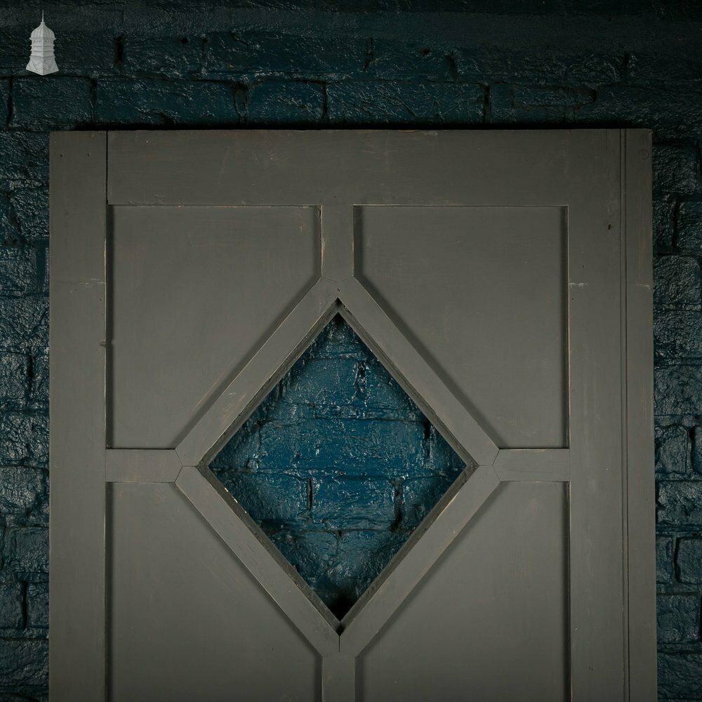 Pine Door With Window, Victorian With Moldings And Grey Painted Finish photo vinterior