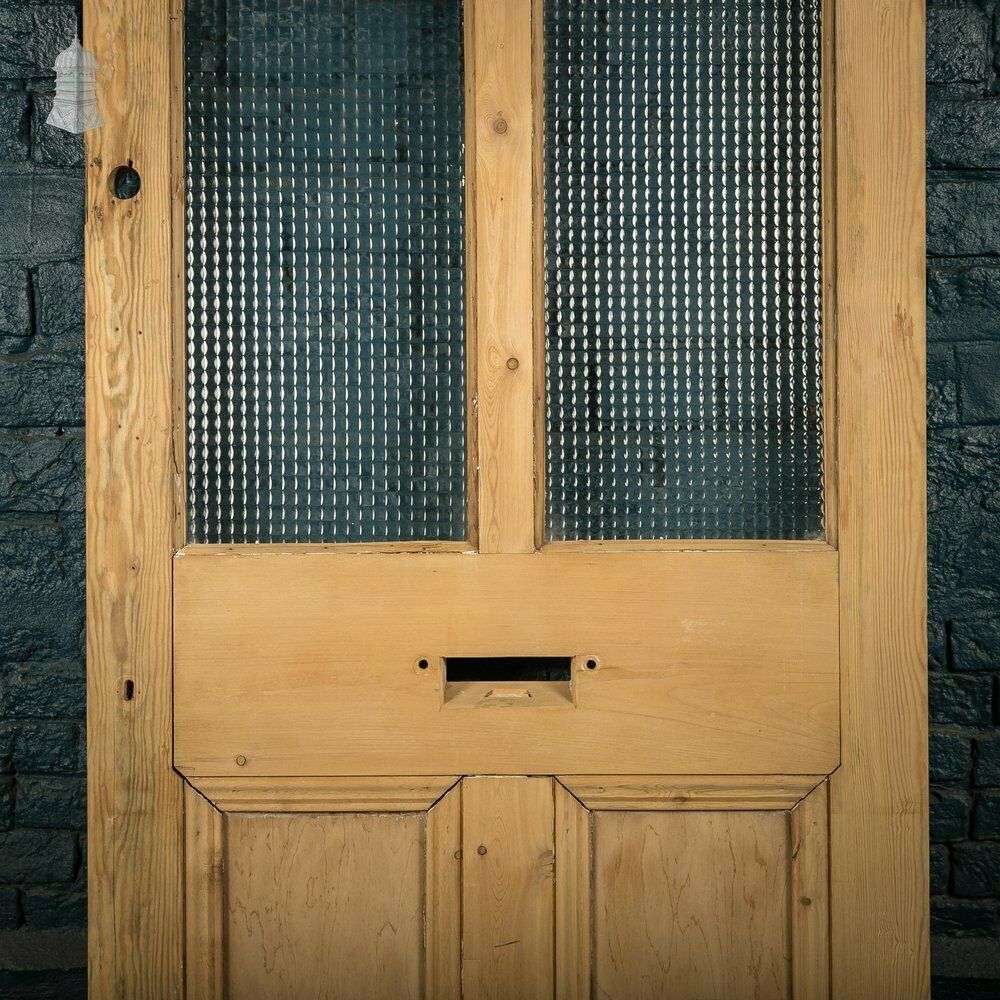 Glazed Pine Door, 4 Panels, 2 With Textured Glazing photo buy