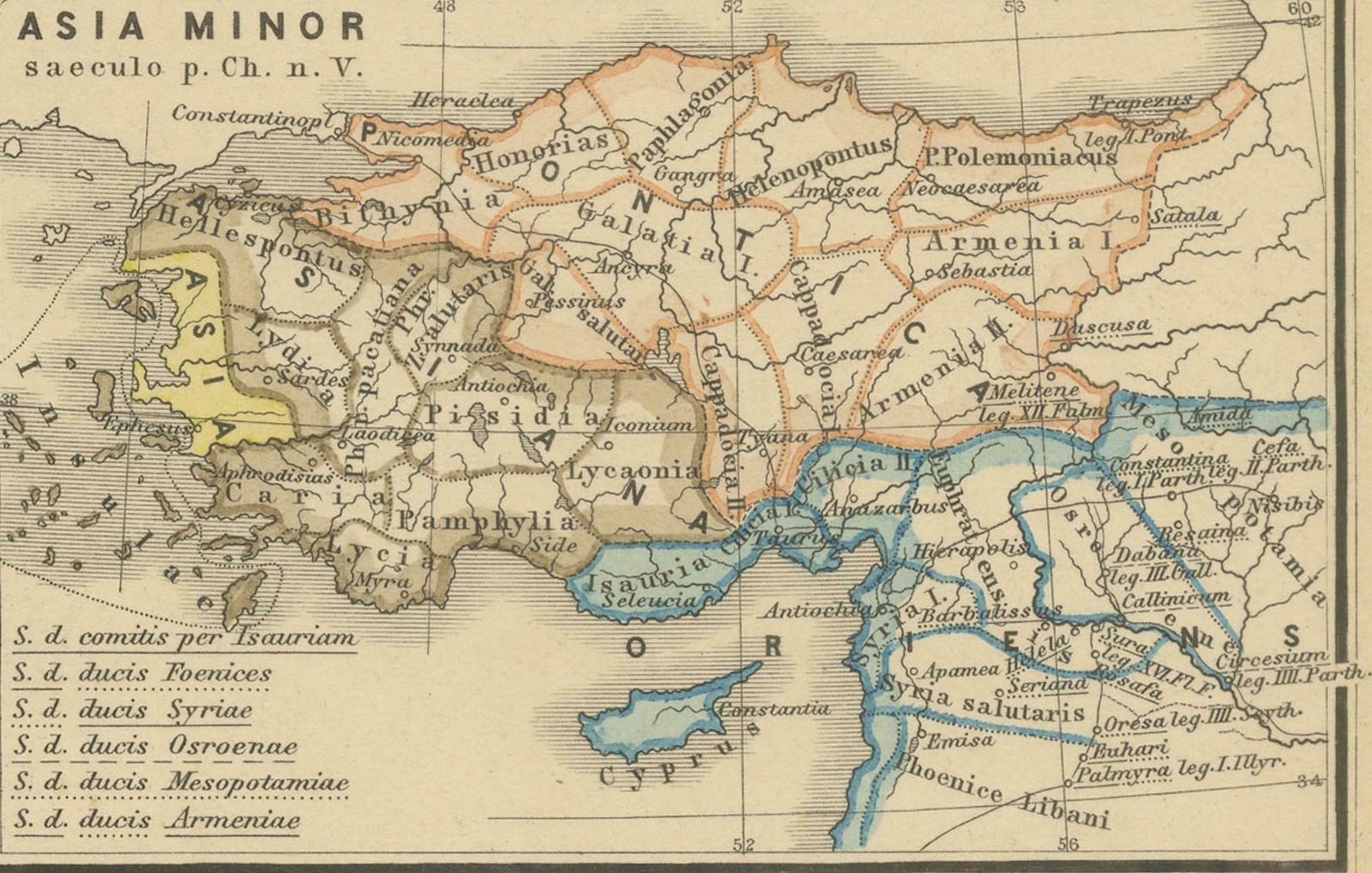 Asia Minor And Provinces: A Roman Empire Map From Spruner Menke Atlas, 1880 photo furniture