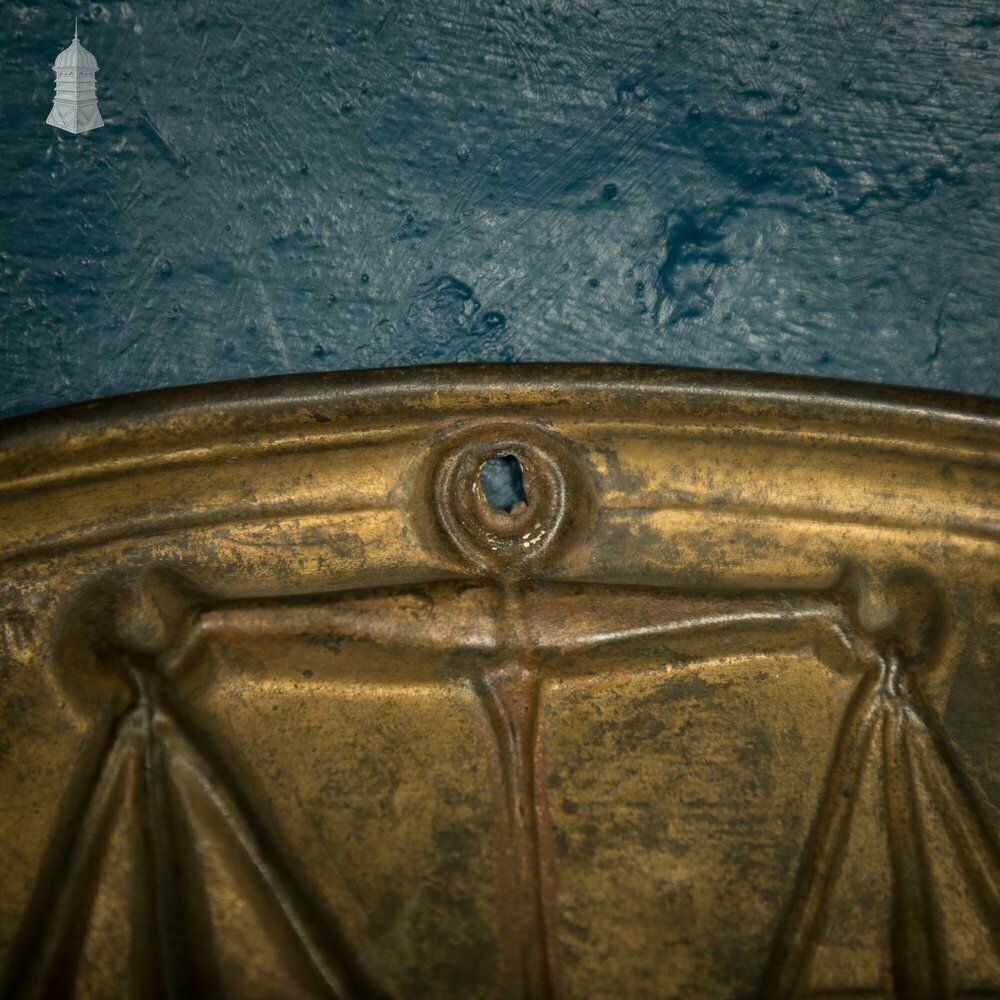 Court Bailiff Sign, French, Brass With Painted Logo “Etudes & Hussier Greffier” – Studies & Bailiff Clerk photo vintage