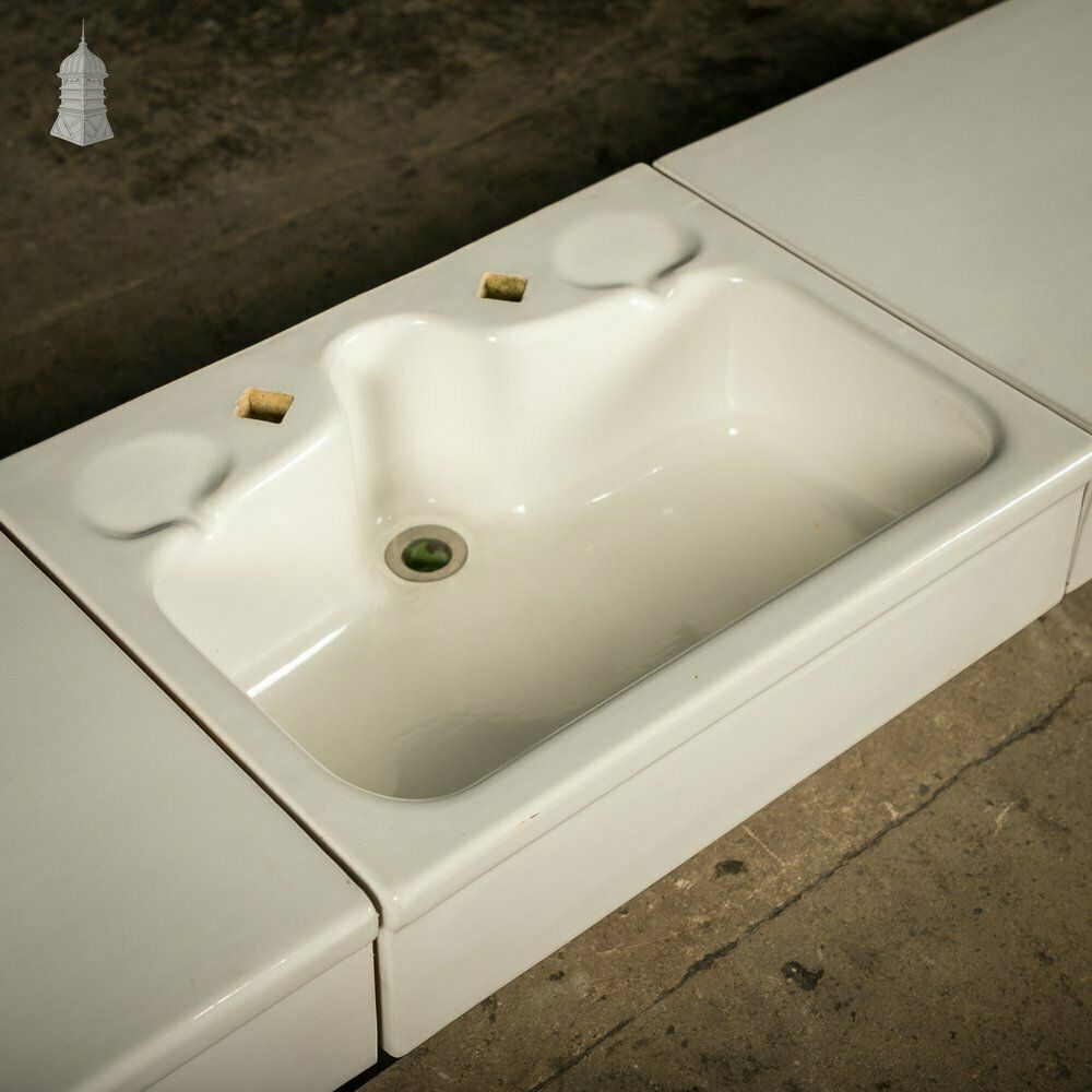 Sink And Drainers Rare Complete Mid Century Three Piece Sanitary Sink Setup With Original Left And Right Ceramic Side Stations photo buy