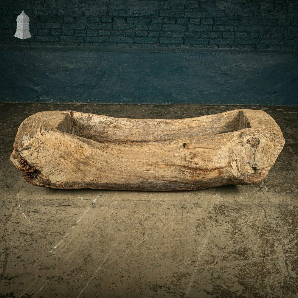 Ancient Oak Trough, Hand Carved, Believed To Be English, Salvaged From A North Norfolk Pub photo furniture