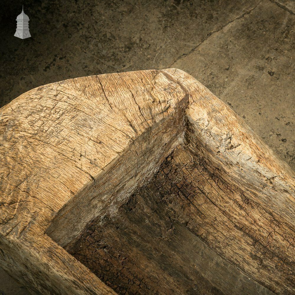 Ancient Oak Trough, Hand Carved, Believed To Be English, Salvaged From A North Norfolk Pub photo vintage