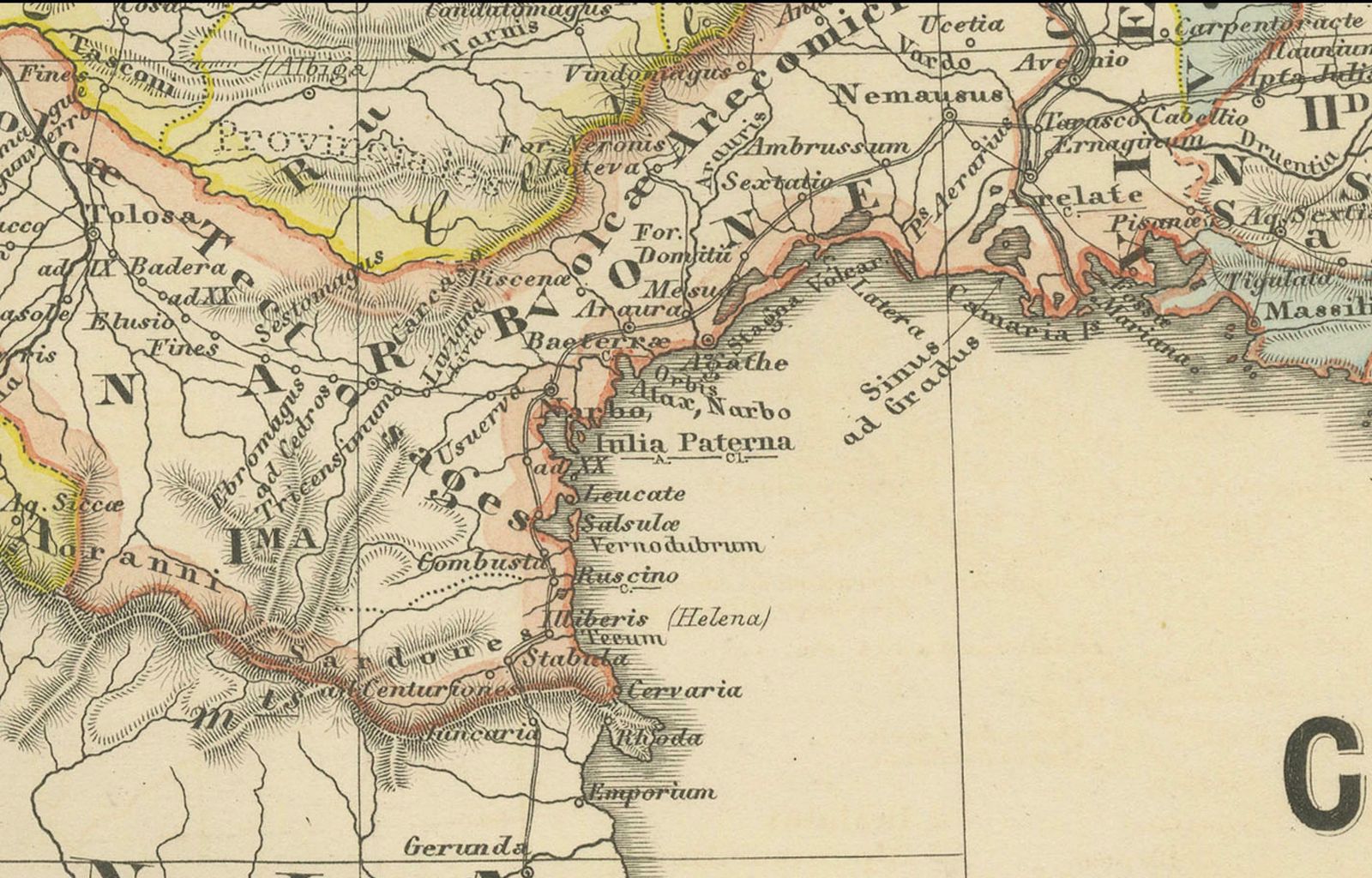 Ancient Gaul: A Cartographic Overview Of Gallic Tribes And Roman Provinces, 1880 photo vintage