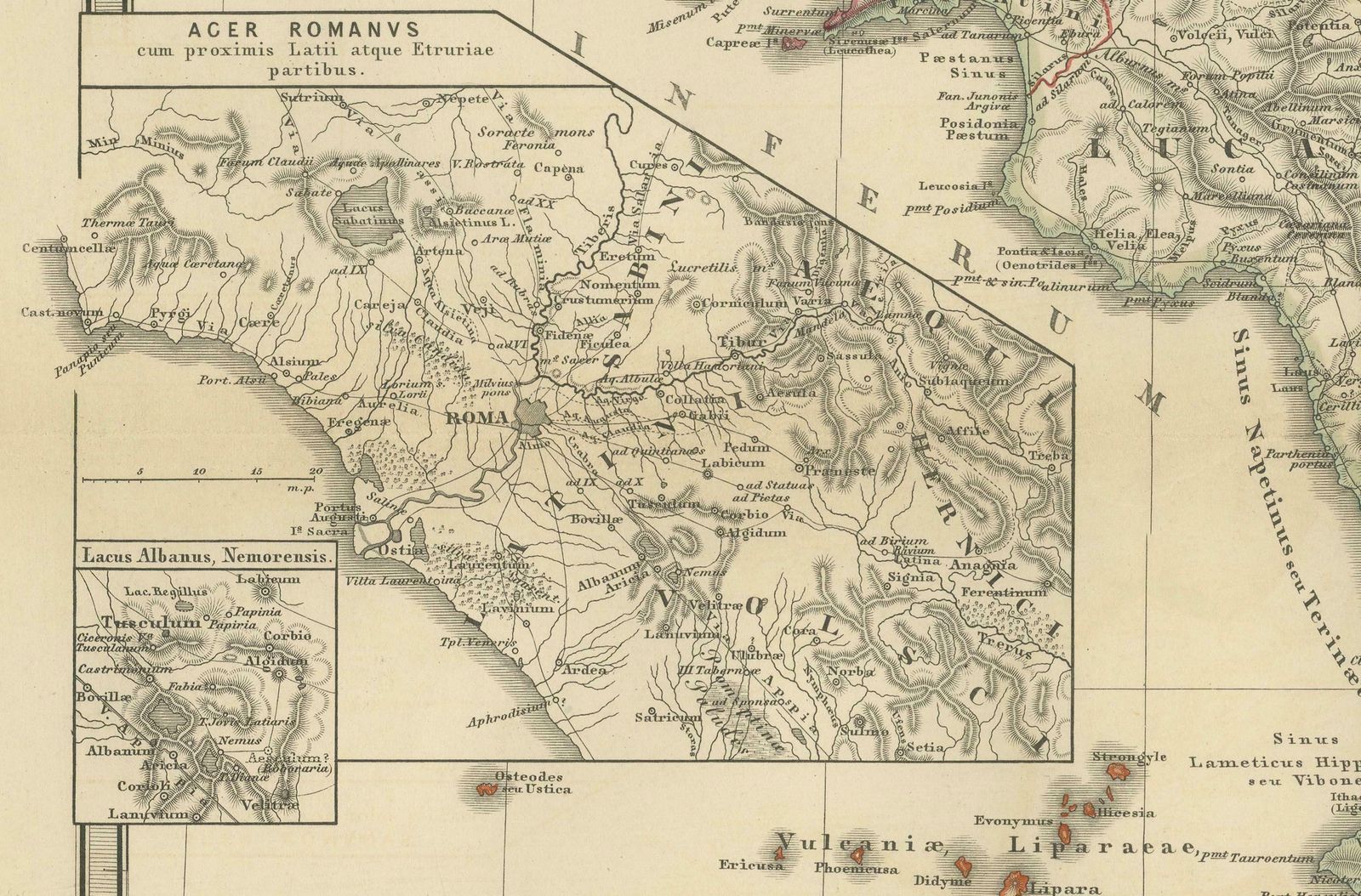Antique Map Of The Regions Of Italy And Sicily During The Roman Empire, 1880 photo vinterior
