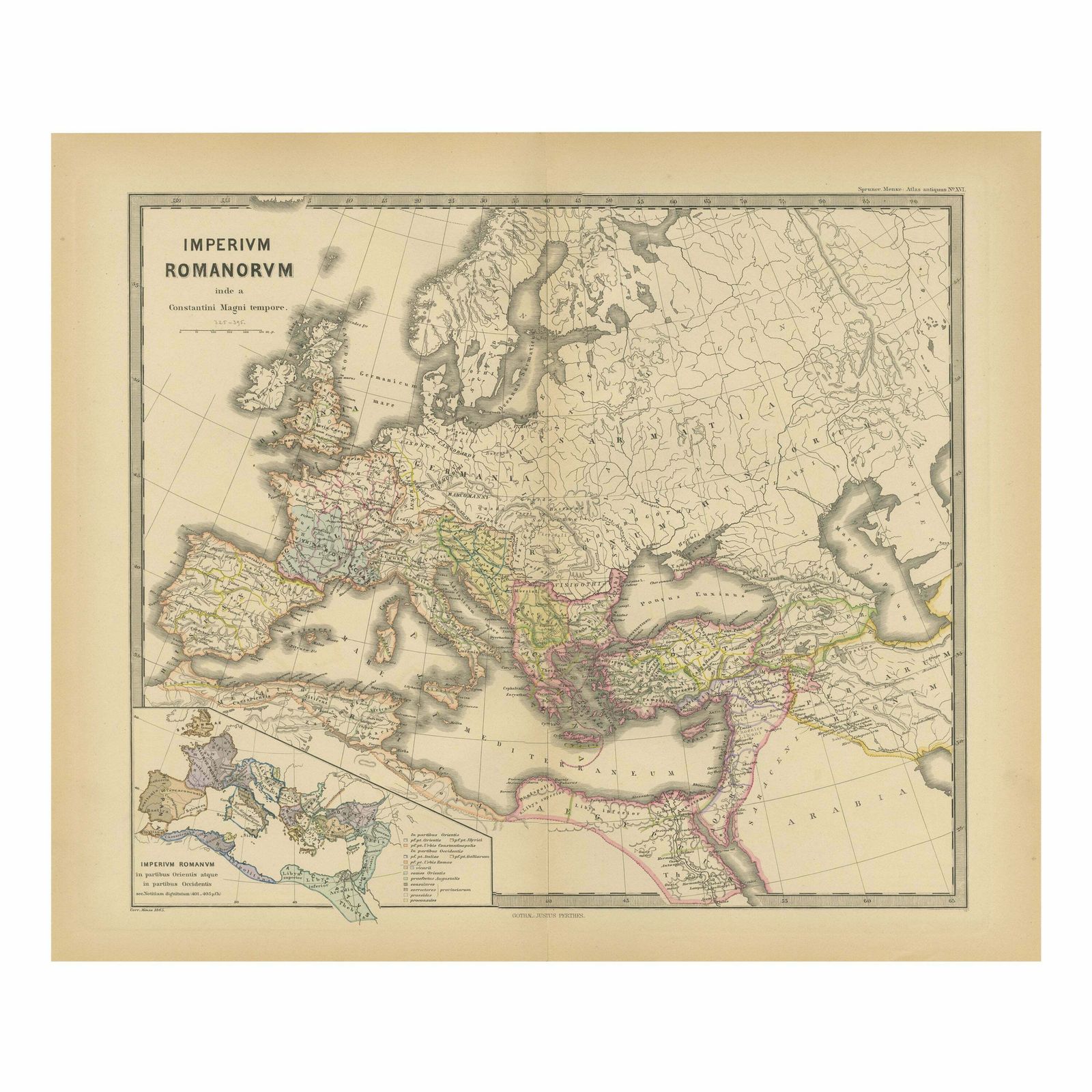 Old Map Of Mediterranean Powers: Pompey To Actium (66 31 Bc), Published In 1880