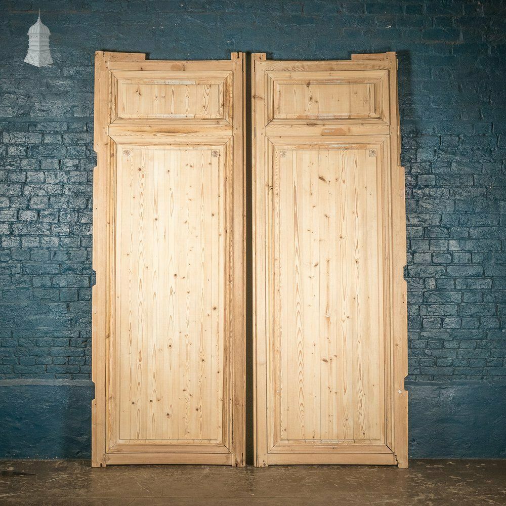 Curved Pine Panels, Late 19th C With Carved Floral Detail, Pair