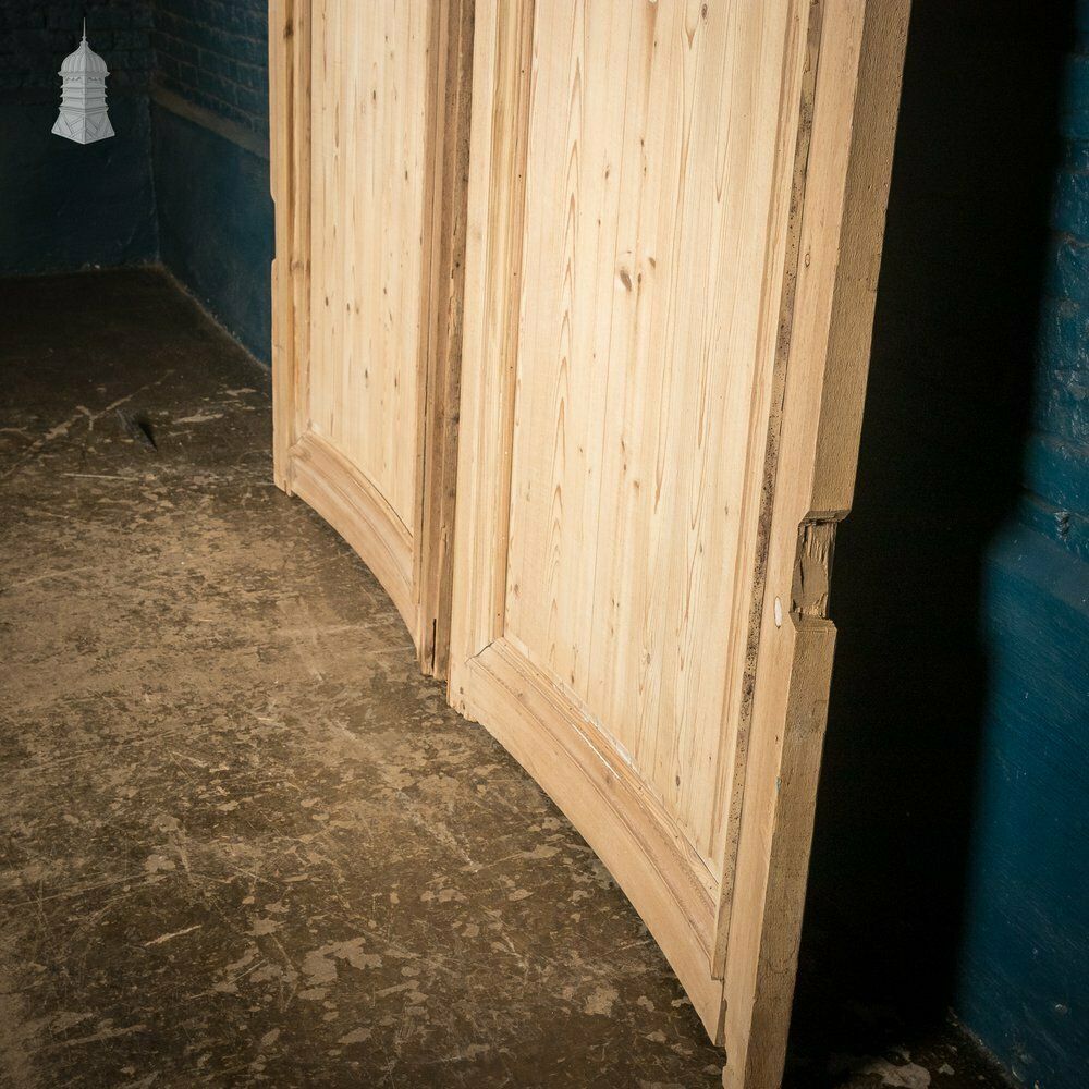 Curved Pine Panels, Late 19th C With Carved Floral Detail, Pair photo Home Fixtures
