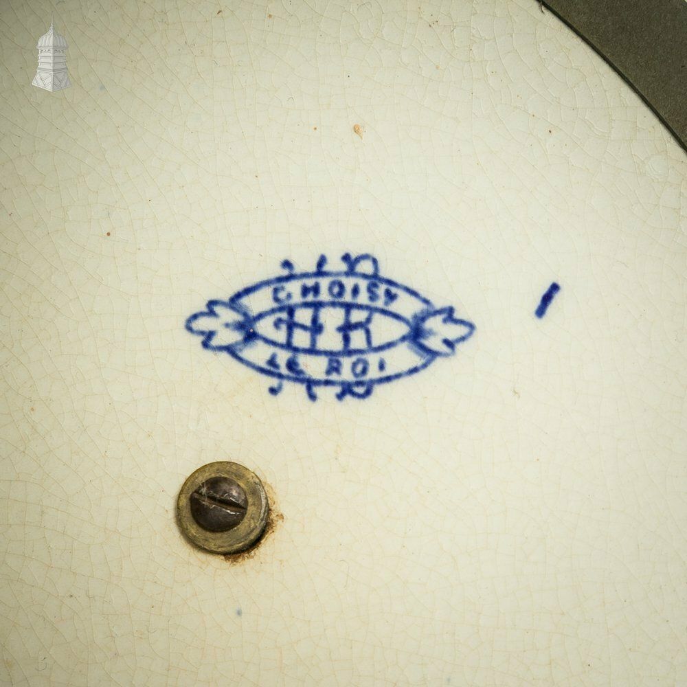 photo furniture French Wall Clock, 19th C Brass And Blue And White Ceramic