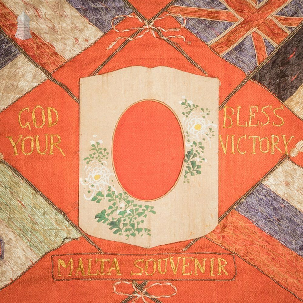 Allied Flags Embroidered Panel, ‘God Bless Your Victory Malta Souvenir’ Framed photo for sale