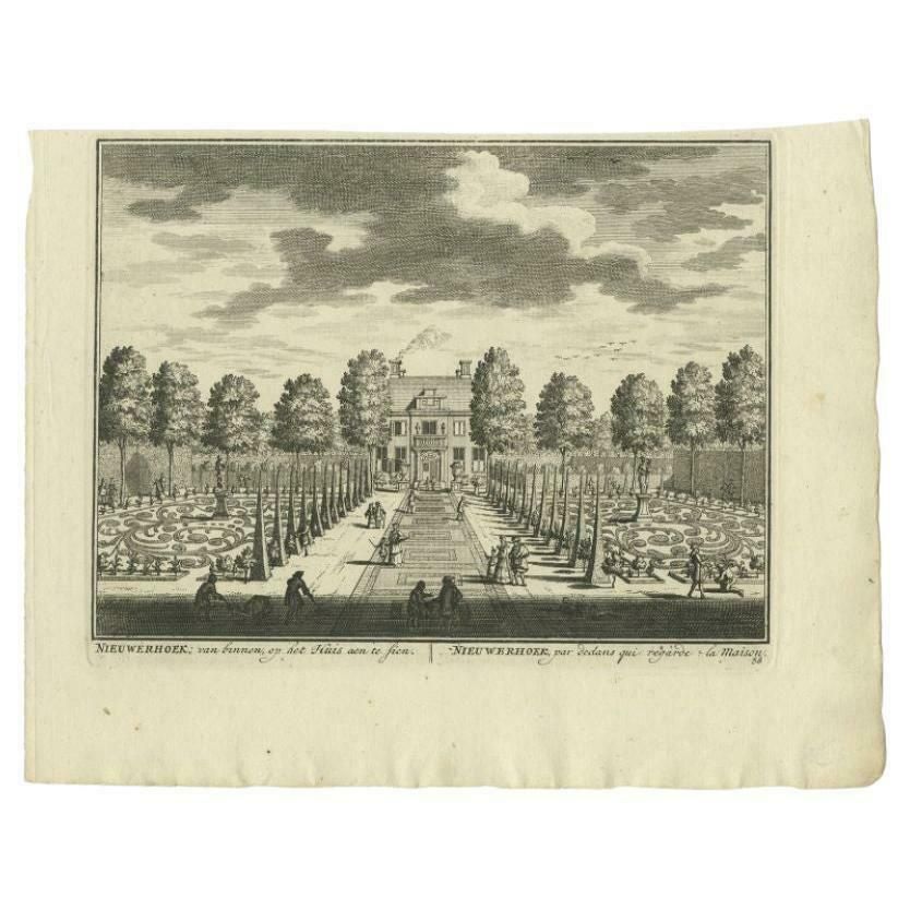 Antique Print Of The 'Nieuwerhoek' Estate By Stoopendaal, 1719