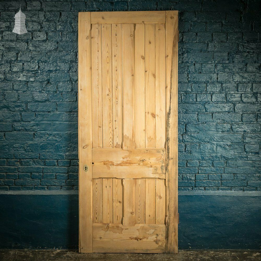 Cottage Door, 19th C Paneled Pine With Stop Chamfer Detail photo furniture