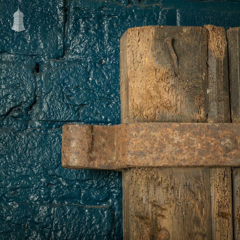 Rustic Pine Ledged And Braced Door With Large Iron Strap Hinges photo vinterior