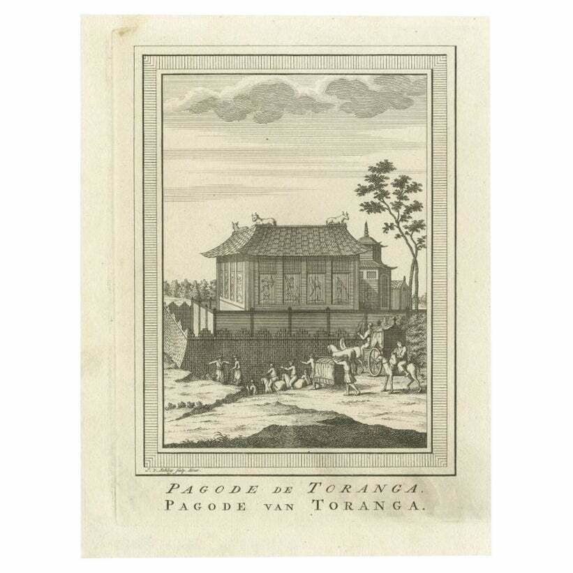 Antique Print Of The Pagoda Of Toranga By Van Schley, 1758