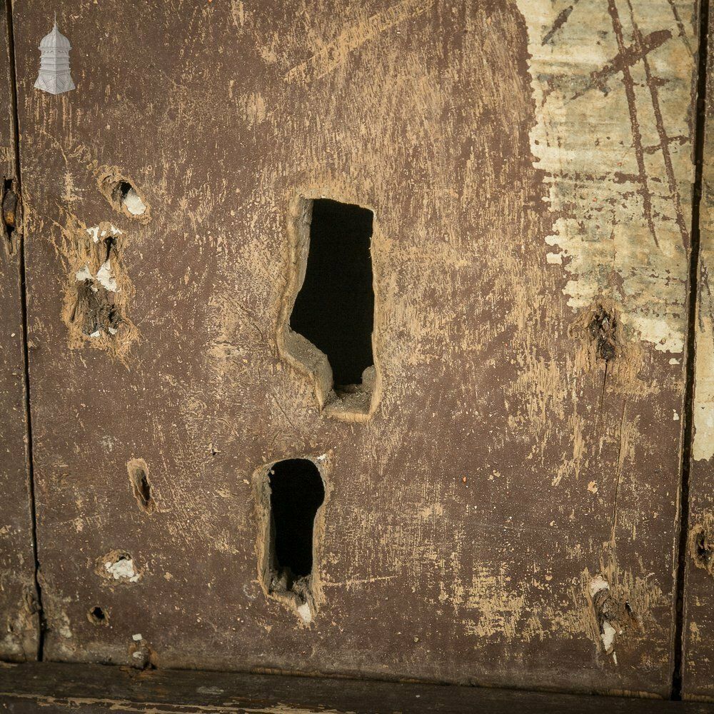 Hardwood Barn Door, 18th C Braced And Ledged With Period Repair And Distressed Brown Paint Finish photo vinterior