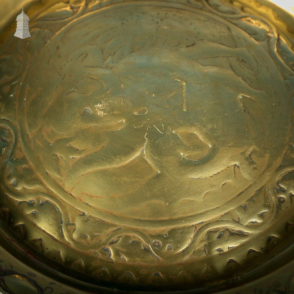 Brass Alms Plate, Rare St. George & Dragon Design, 17th C European photo Home Decor